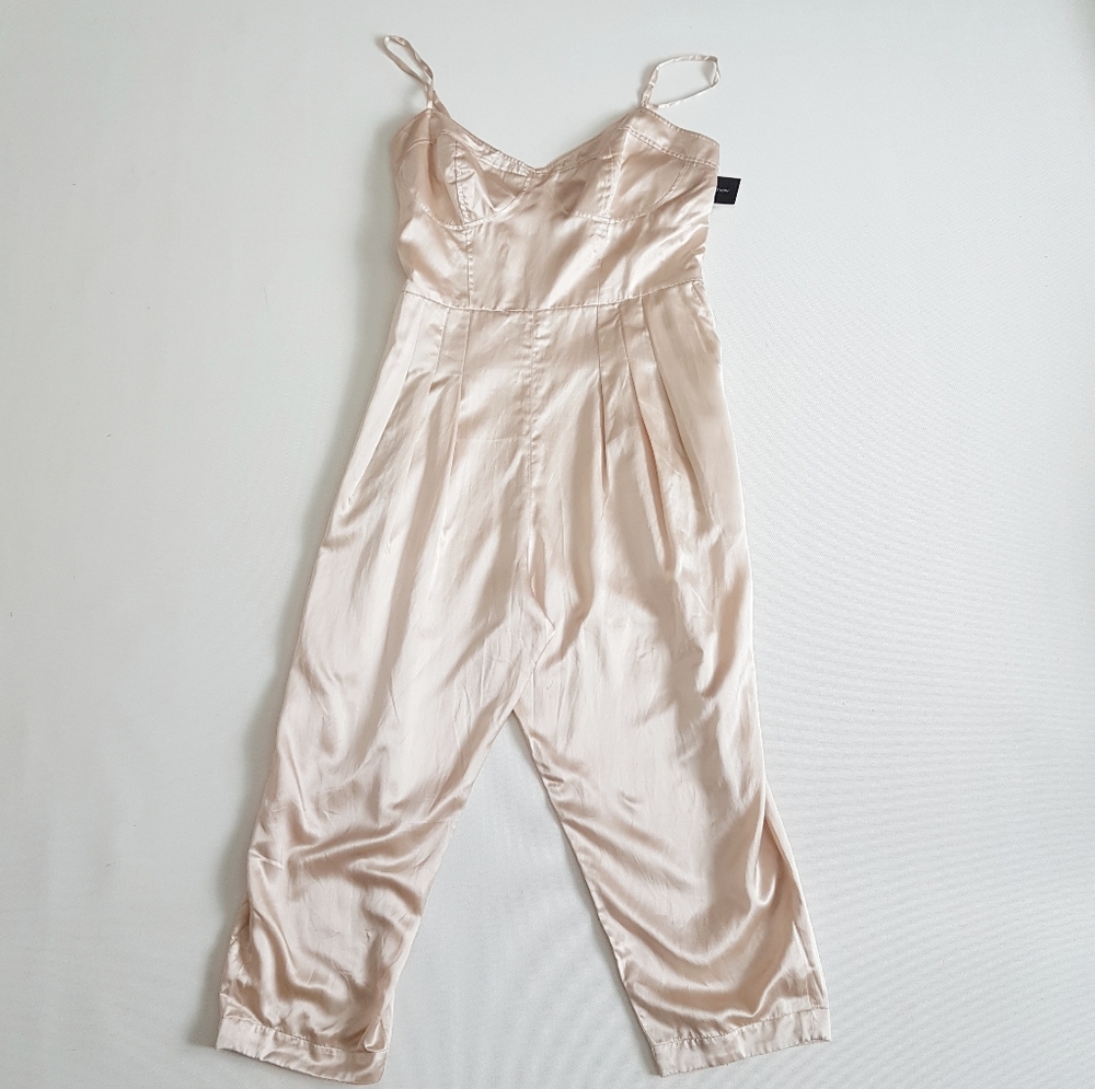 NWT French Connection Silk Jumpsuit Champagne